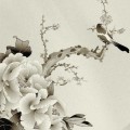 水彩画 鳥と花 iPhone6 壁紙