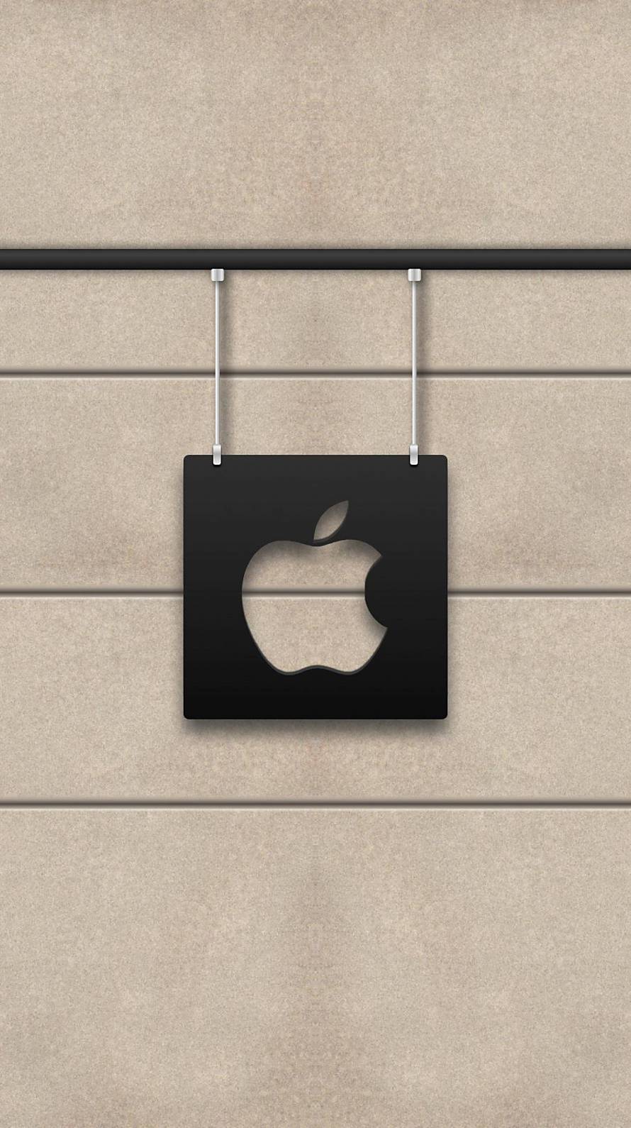 壁に吊られたアップルロゴ iPhone6壁紙
