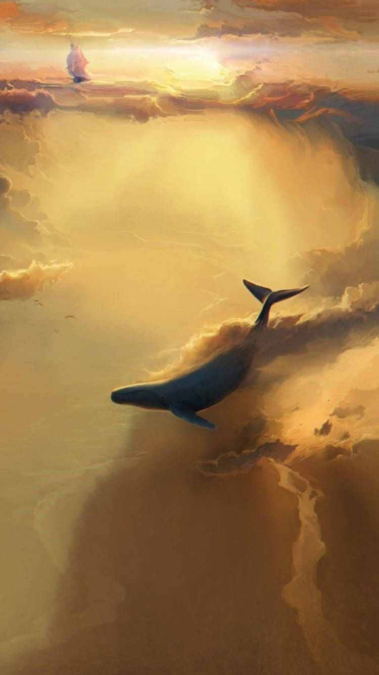 クジラと船 iPhone6 壁紙
