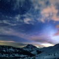 星空の下の雪景色 iPhone6壁紙