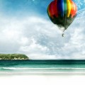 海と空飛ぶ気球 iPhone6壁紙