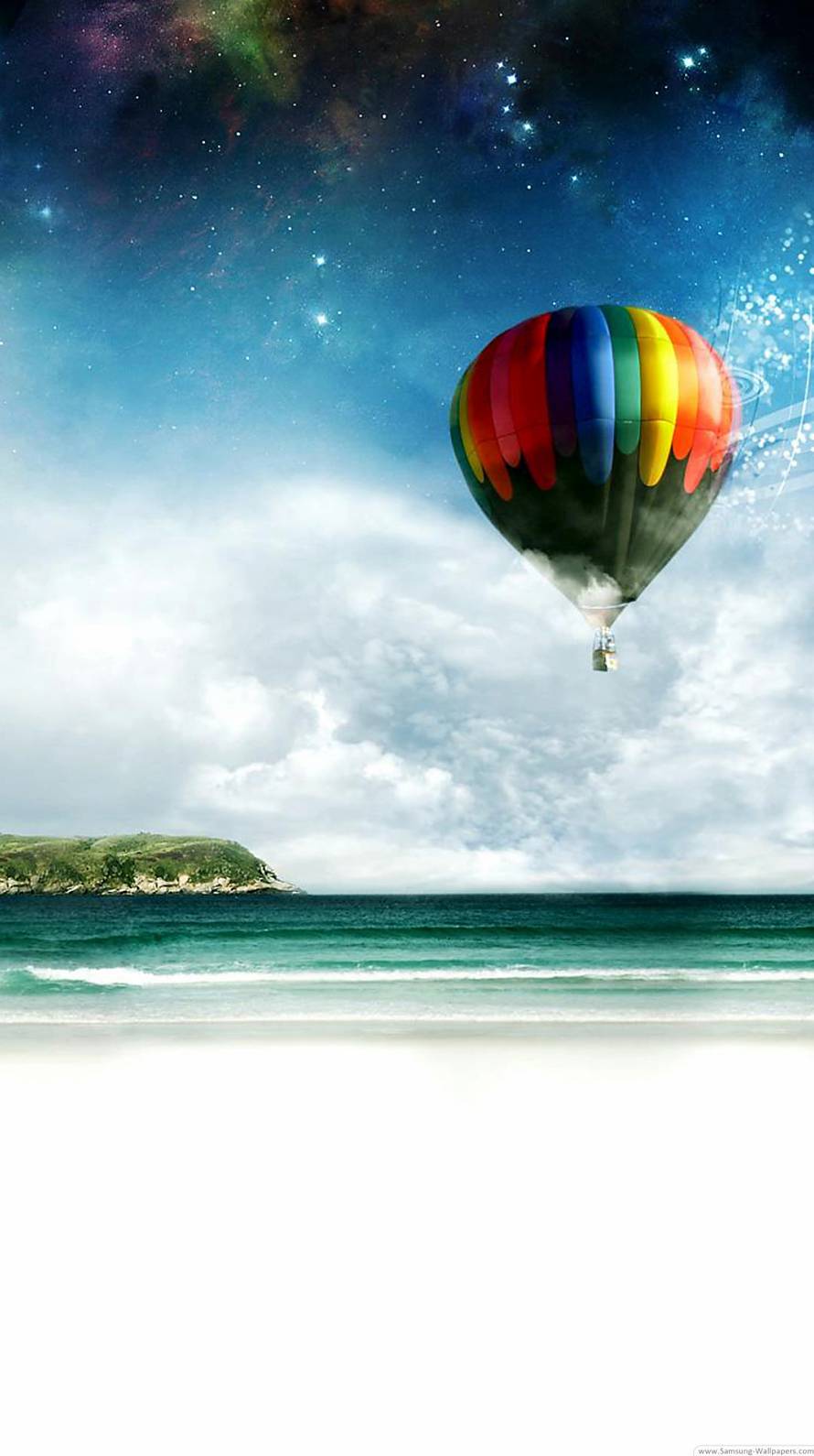 海と空飛ぶ気球 iPhone6壁紙