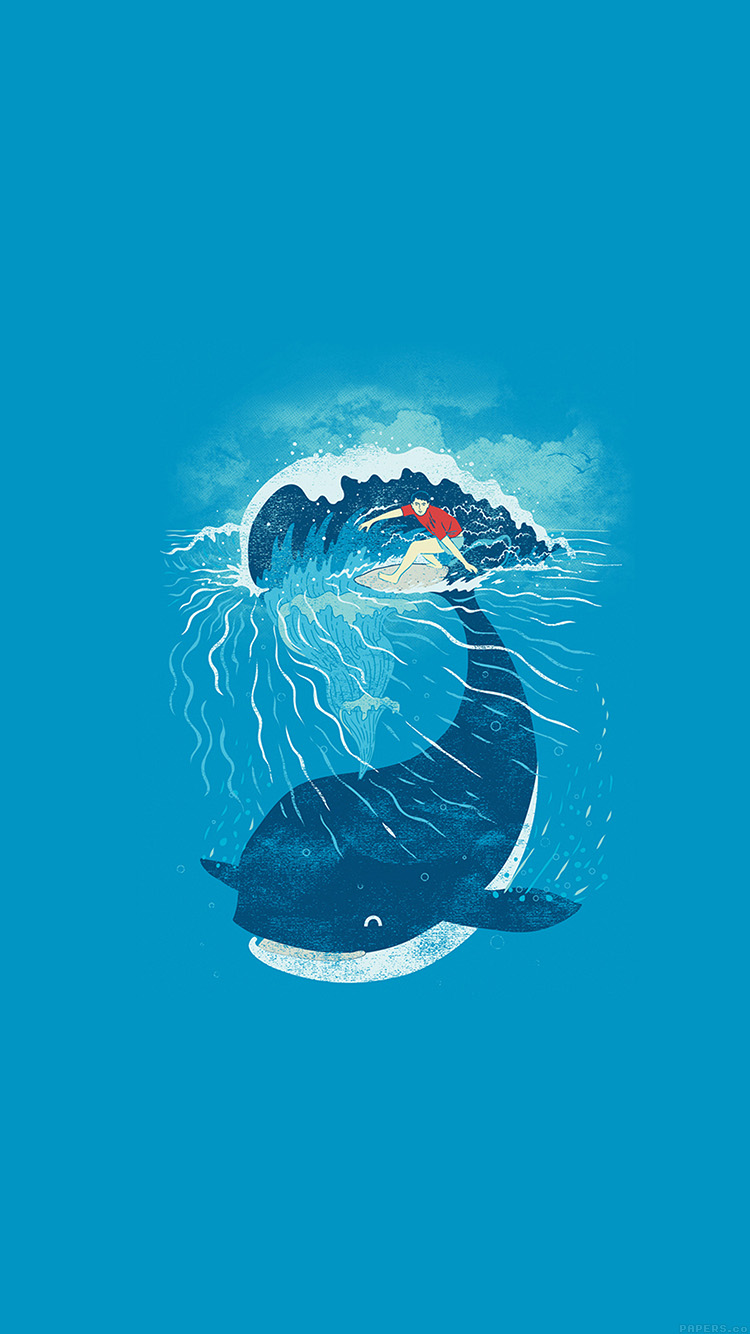 クジラ&サーフィン iPhone6壁紙