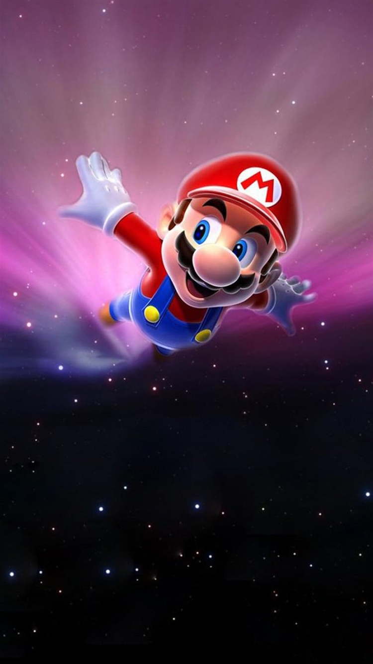 宇宙を飛ぶマリオ iPhone6壁紙