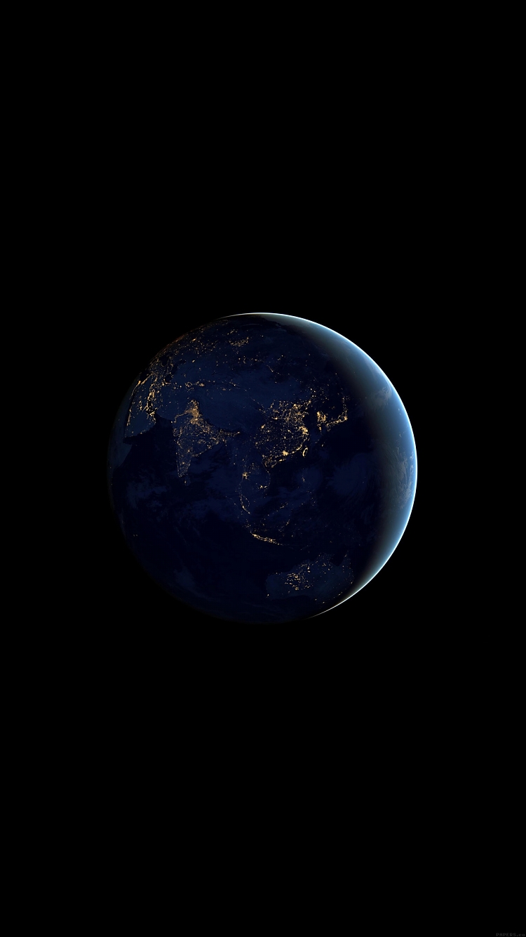 夜のネオンが光る地球 iPhone6壁紙
