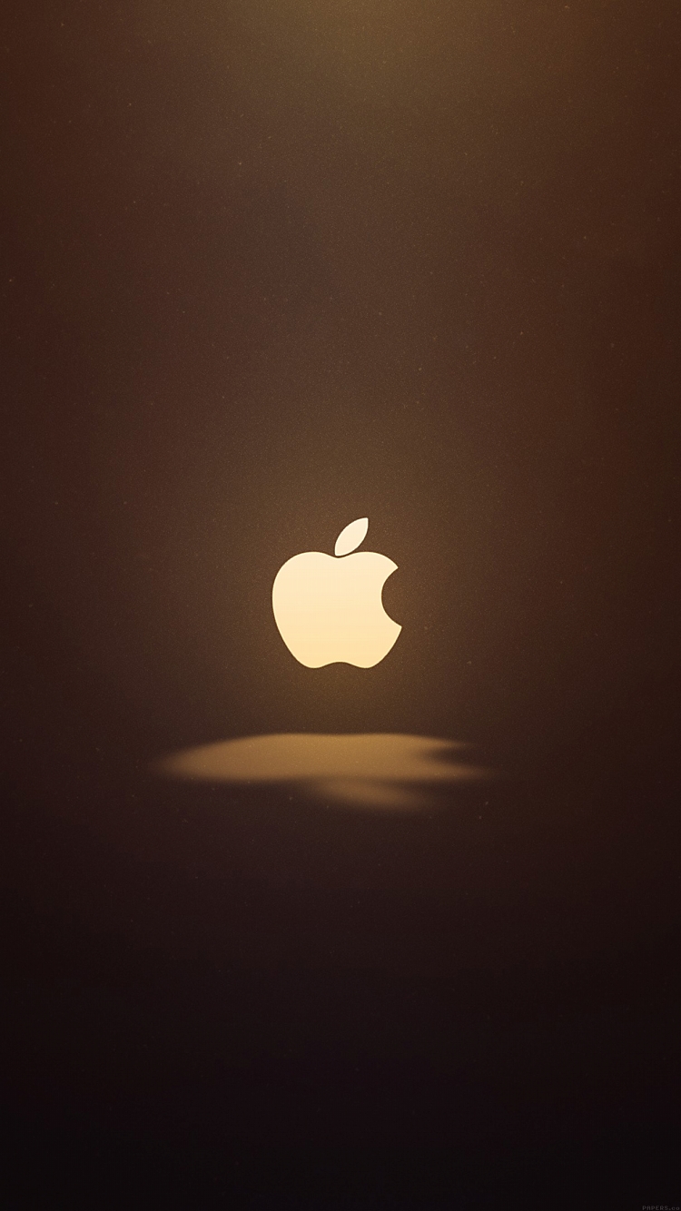 茶色地のアップルロゴ iPhone6壁紙