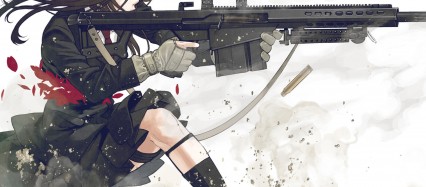 銃を乱射する少女 Android壁紙(2160x1920)