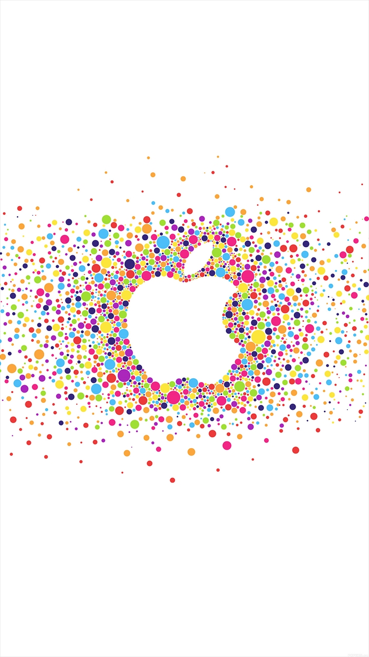 カラフルなドットで描かれたアップルロゴ iPhone6壁紙