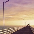 朝焼け 綺麗な桟橋 iPhone6壁紙