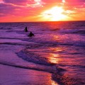 夕日 海 サーフィン iPhone6壁紙