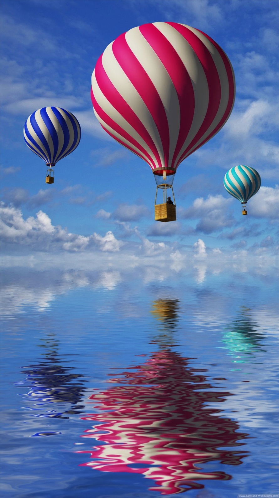 空飛ぶカラフルな気球 CG iPhone6壁紙