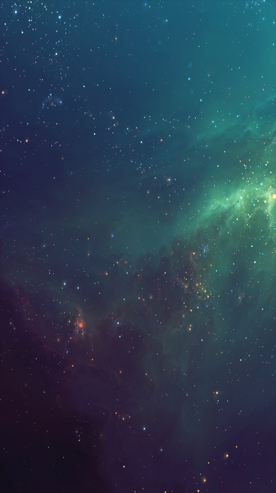 緑の宇宙 カラフルな星 iPhone6壁紙
