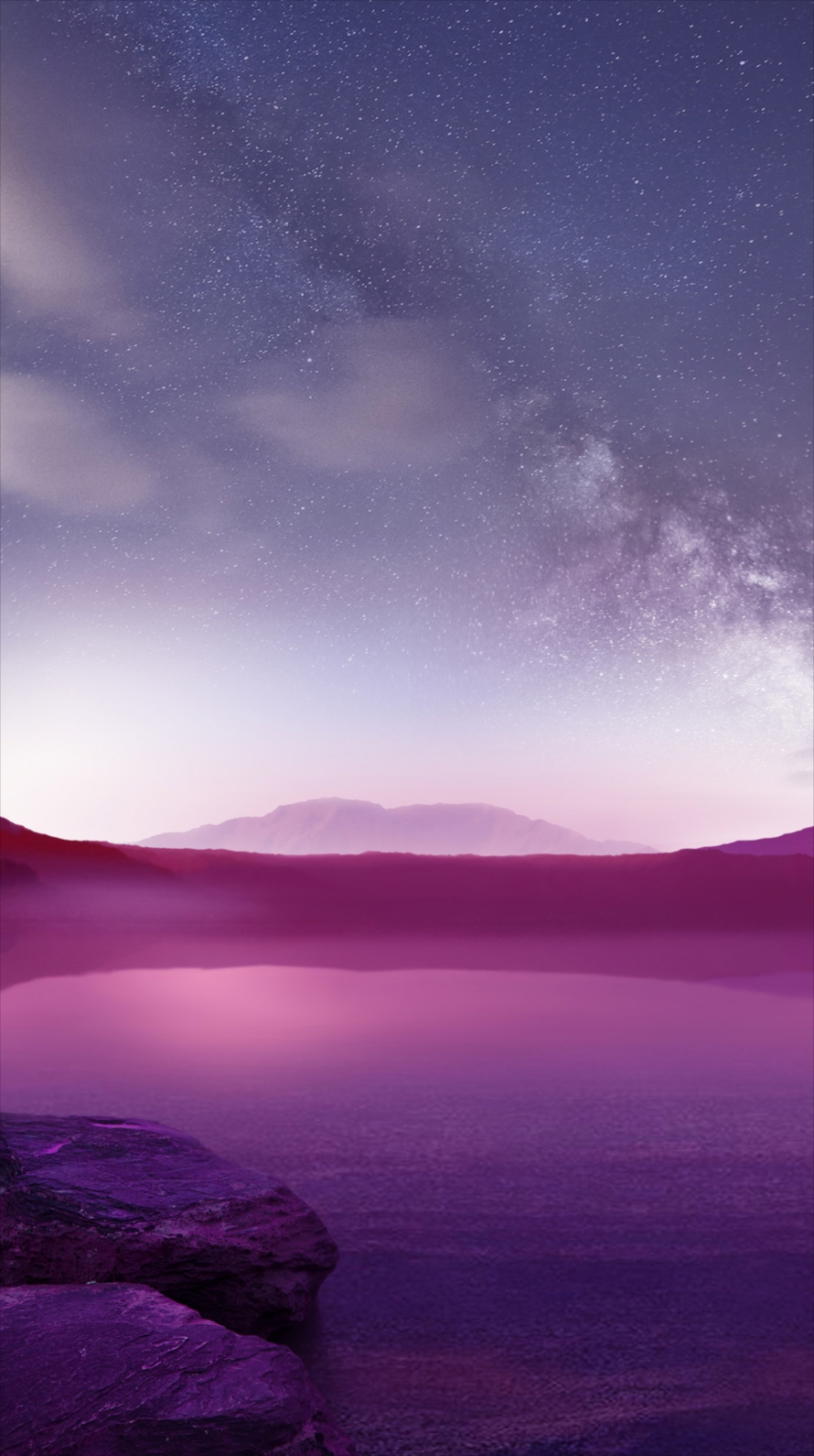 天の川と紫の湖 iPhone6壁紙