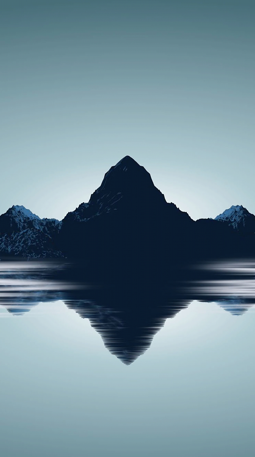 水面に鏡面する山 iPhone6壁紙