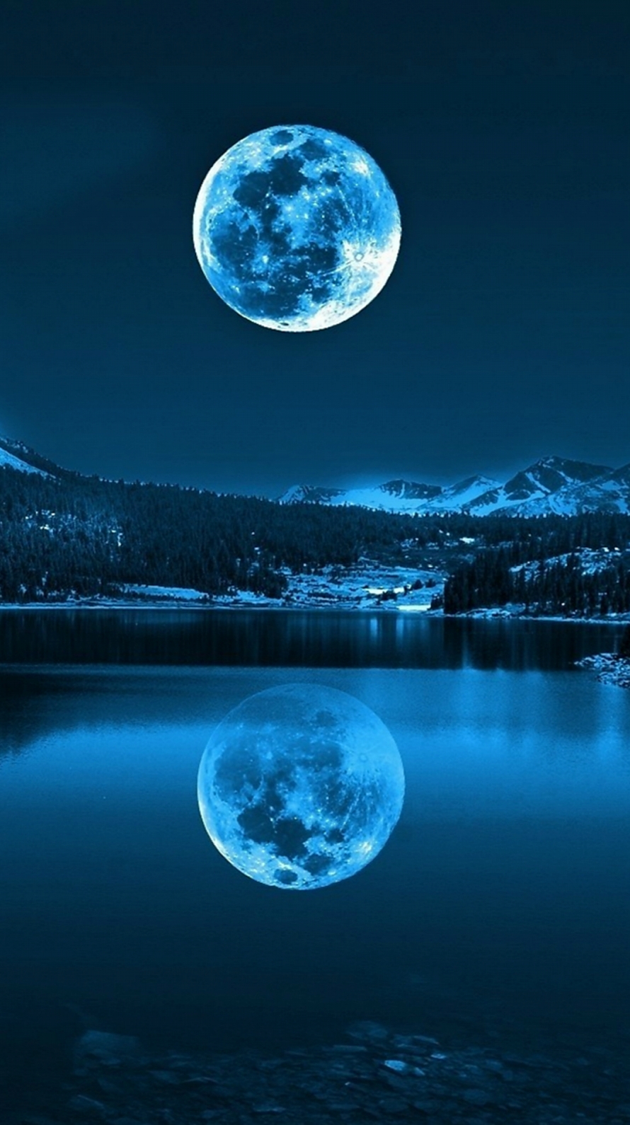 静かな満月の夜 iPhone6壁紙