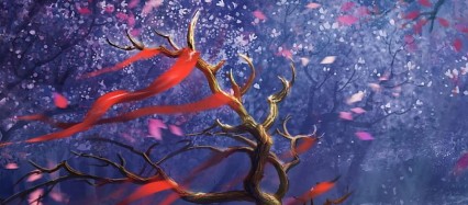 桜と朽ちた木 iPhone6壁紙